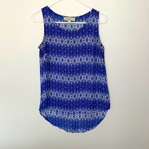 Blue & White Geometric Top